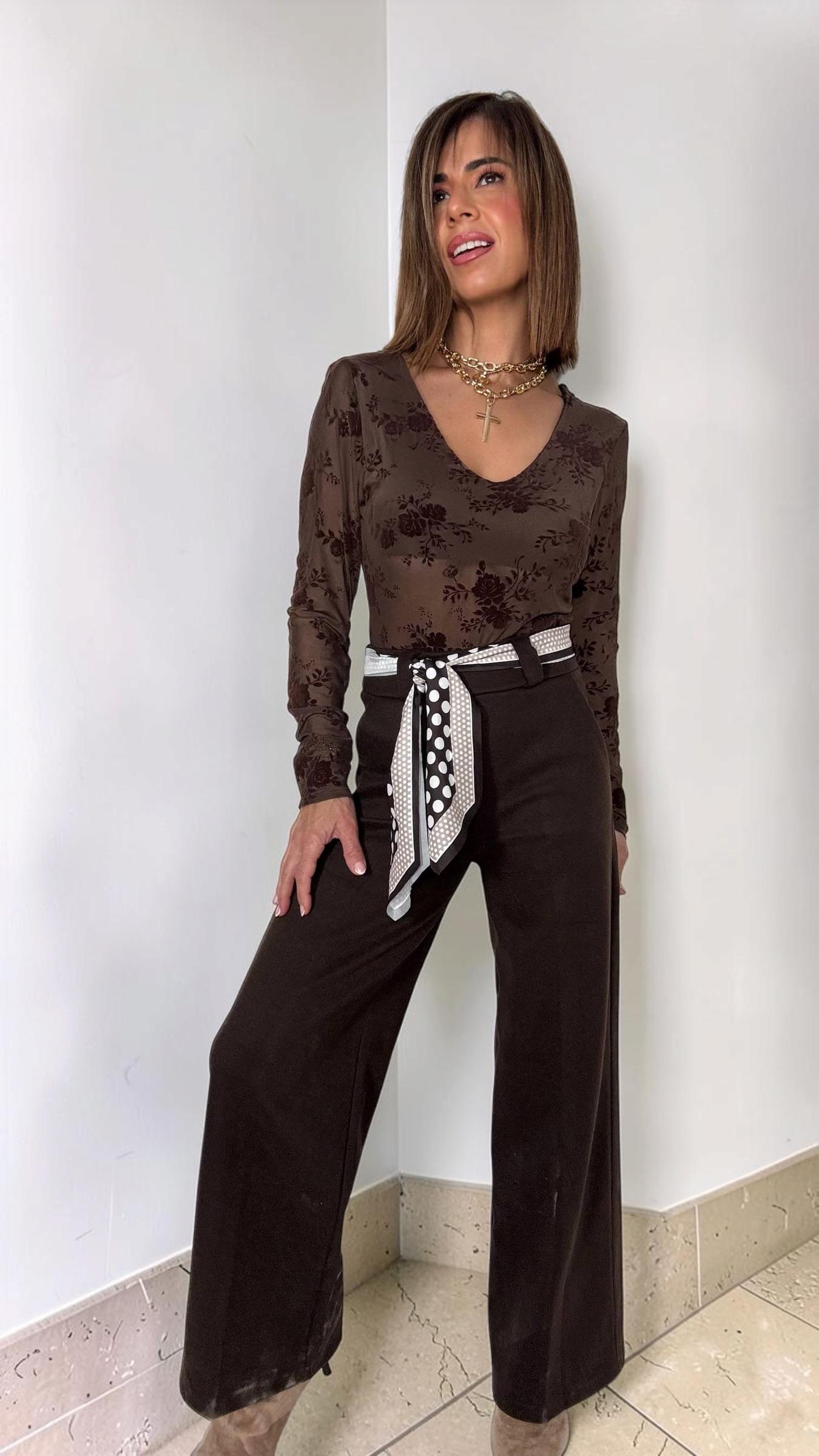 PANTALÓN RECTO LAZO TOPOS
