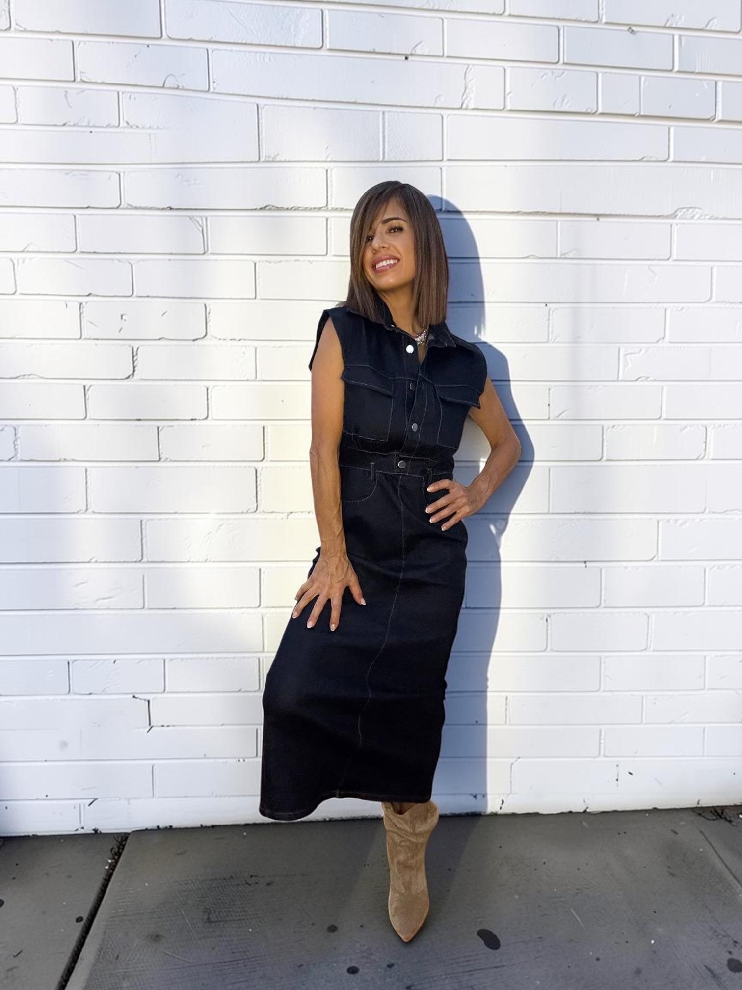 VESTIDO TEJANO CON BOTONES