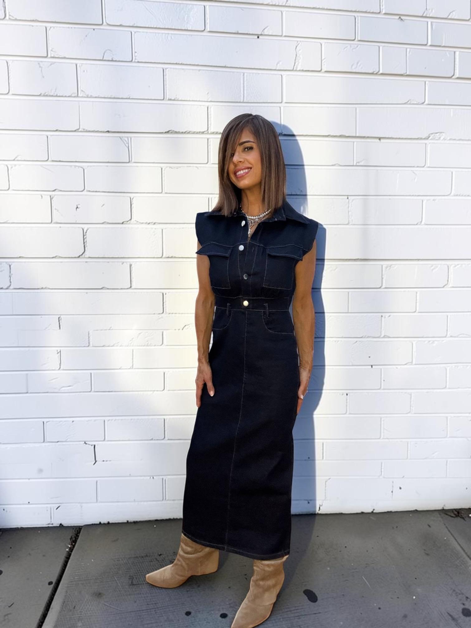VESTIDO TEJANO CON BOTONES